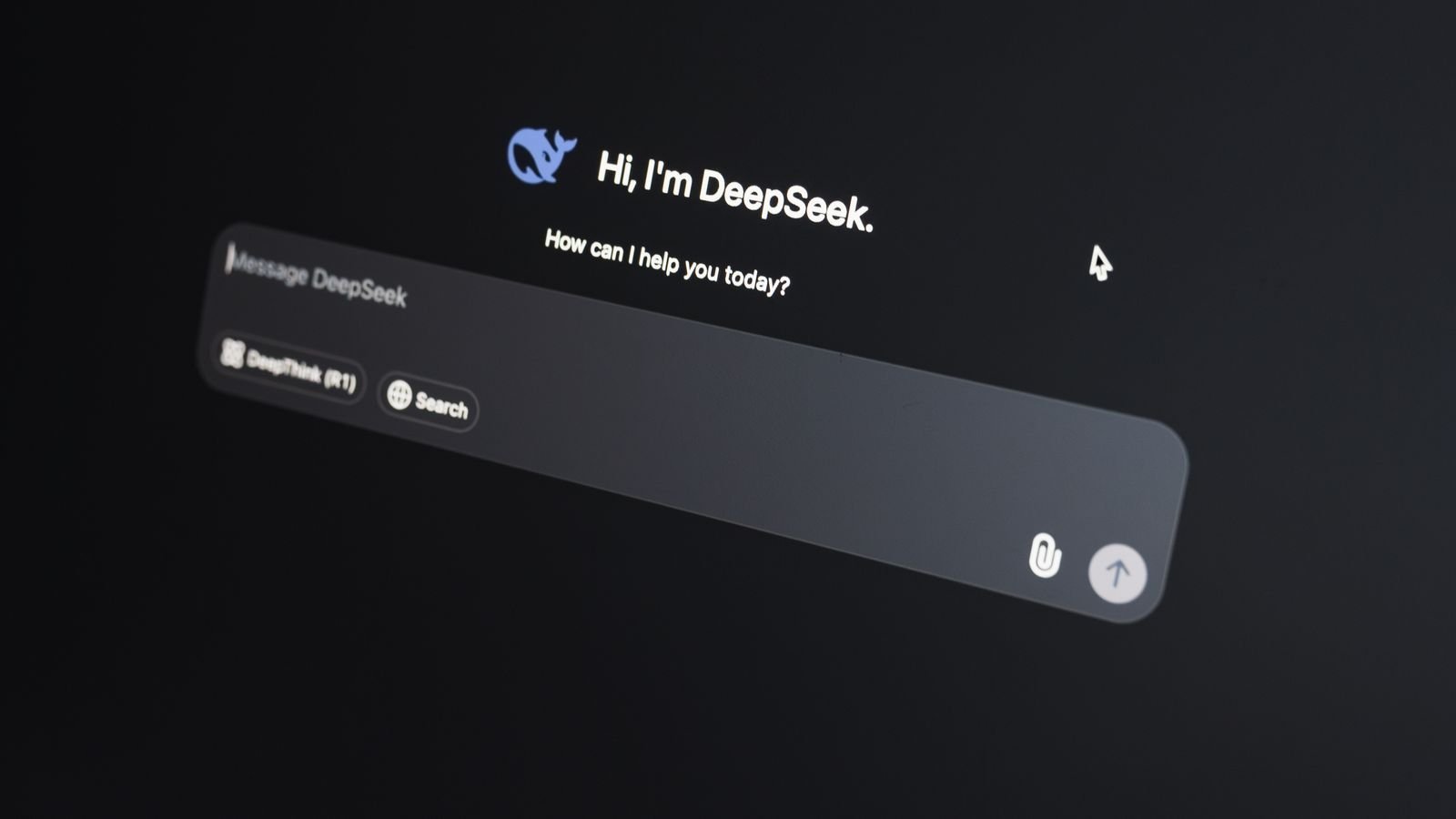 AI assistant chat interface open on a dark screen with a text input box