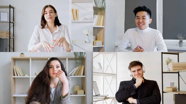 Team collaborating over a video meeting